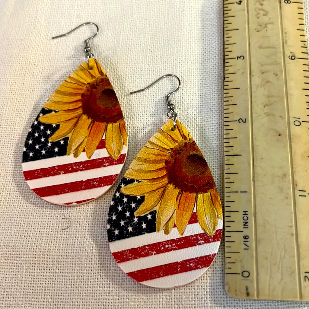Patriotic Pleather Printed Earrings.